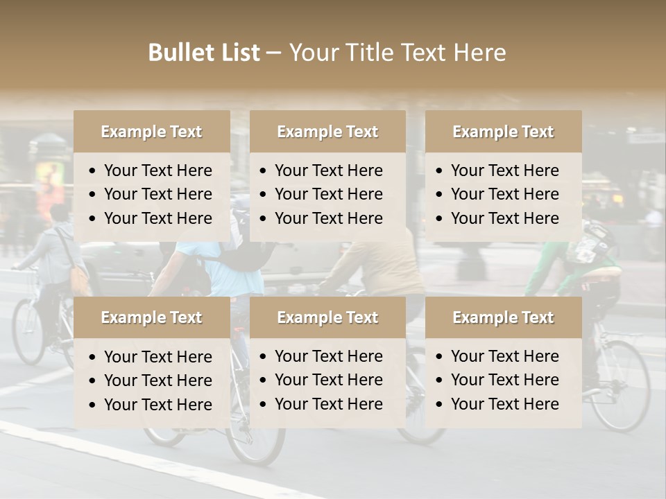 A Group Of People Riding Bikes Down A Street PowerPoint Template