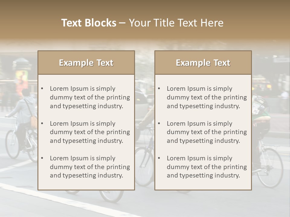 A Group Of People Riding Bikes Down A Street PowerPoint Template