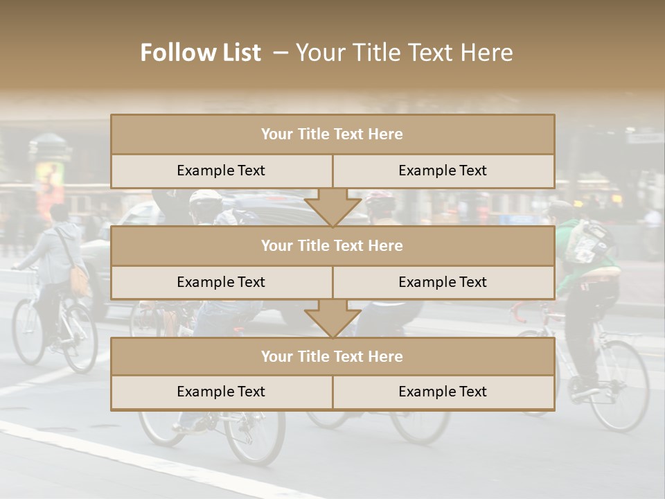 A Group Of People Riding Bikes Down A Street PowerPoint Template