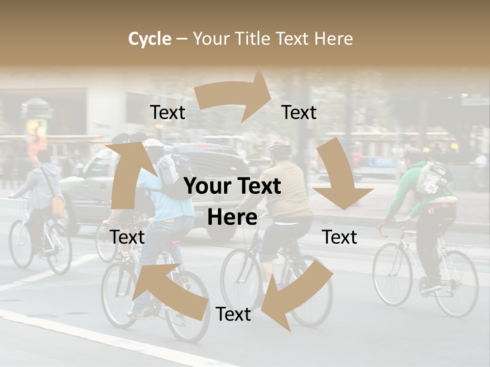 A Group Of People Riding Bikes Down A Street PowerPoint Template