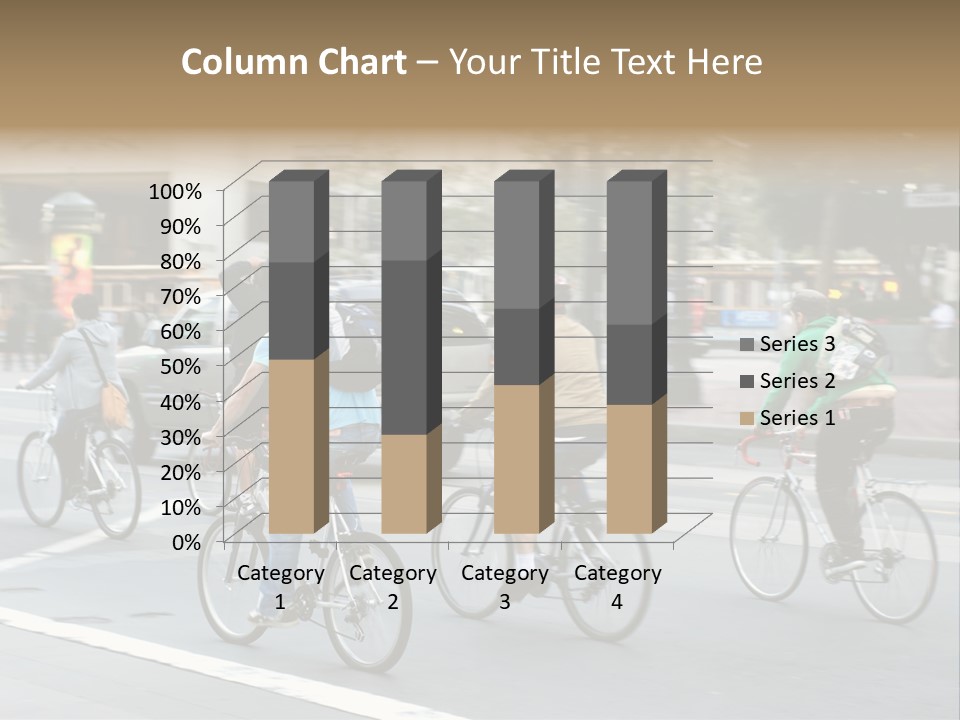 A Group Of People Riding Bikes Down A Street PowerPoint Template