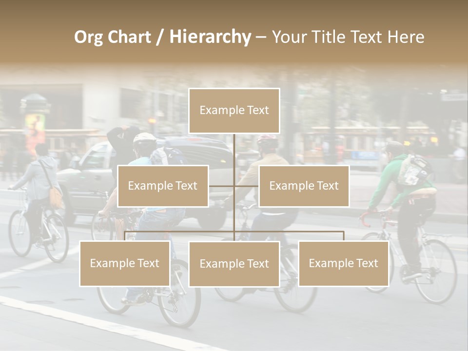 A Group Of People Riding Bikes Down A Street PowerPoint Template