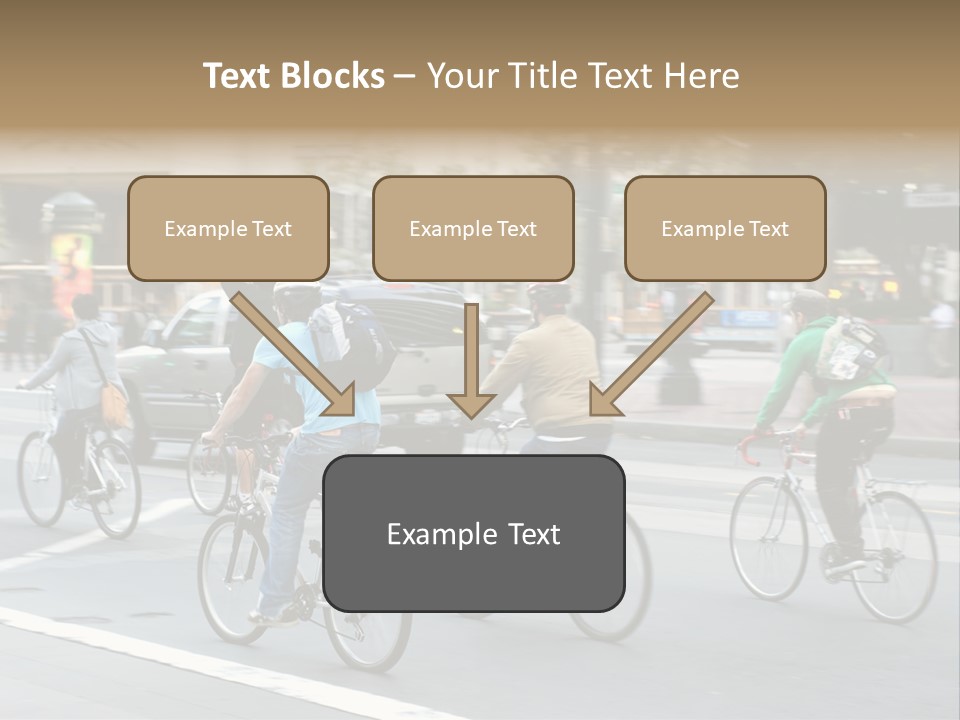 A Group Of People Riding Bikes Down A Street PowerPoint Template