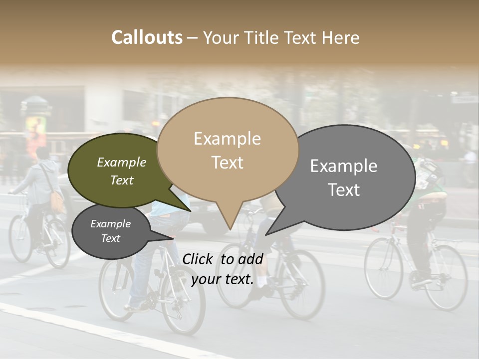 A Group Of People Riding Bikes Down A Street PowerPoint Template