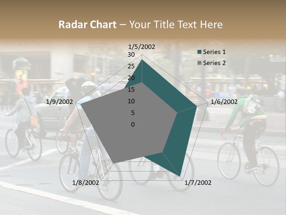 A Group Of People Riding Bikes Down A Street PowerPoint Template