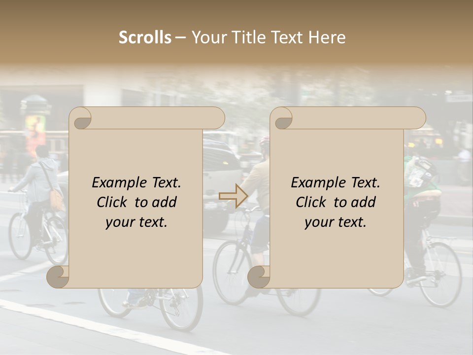 A Group Of People Riding Bikes Down A Street PowerPoint Template