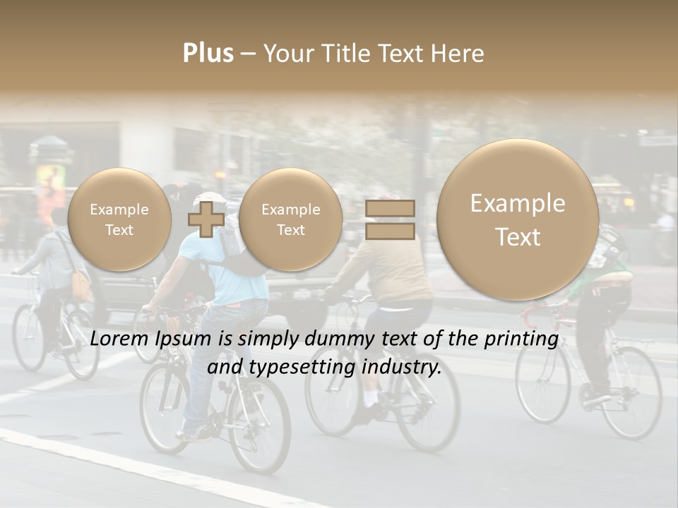 A Group Of People Riding Bikes Down A Street PowerPoint Template