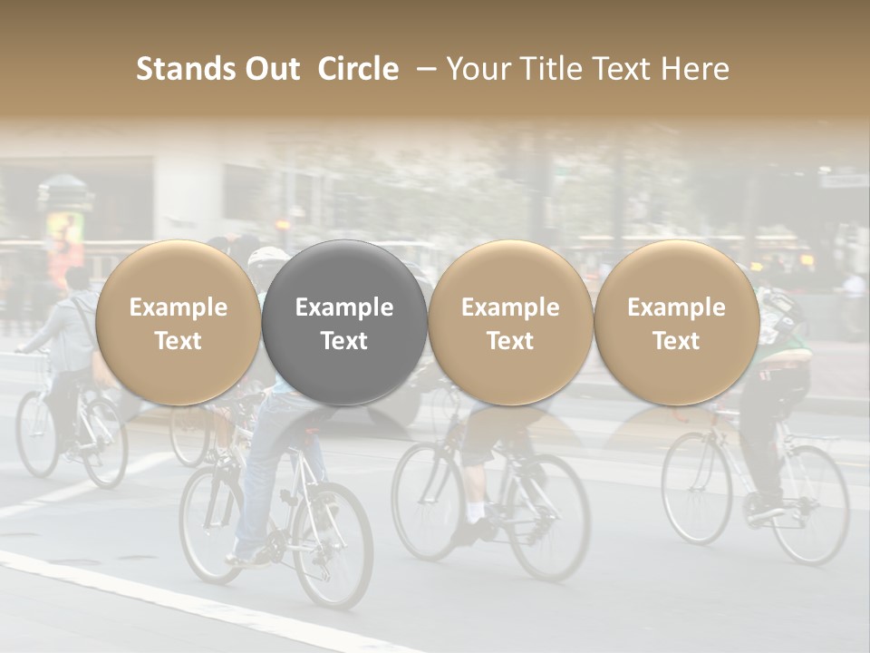 A Group Of People Riding Bikes Down A Street PowerPoint Template
