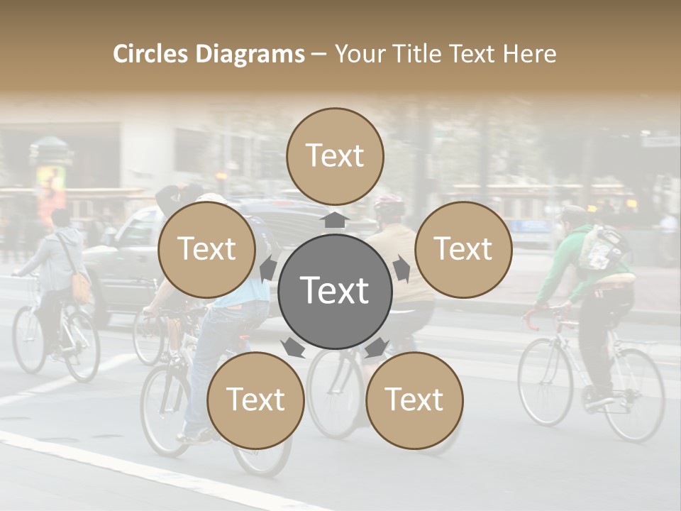 A Group Of People Riding Bikes Down A Street PowerPoint Template