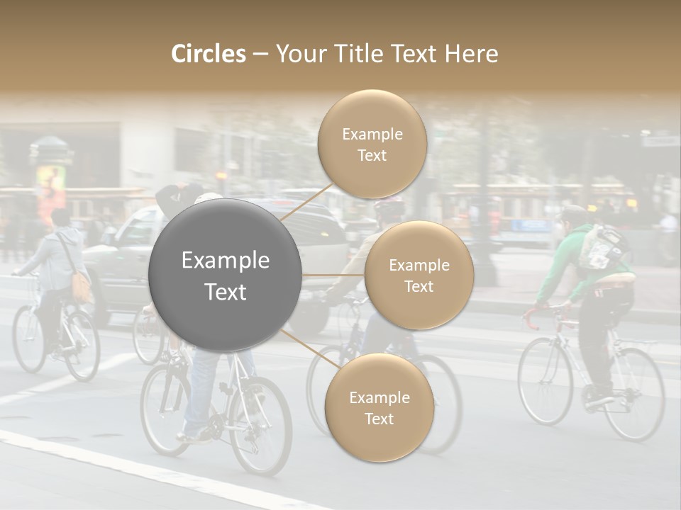 A Group Of People Riding Bikes Down A Street PowerPoint Template