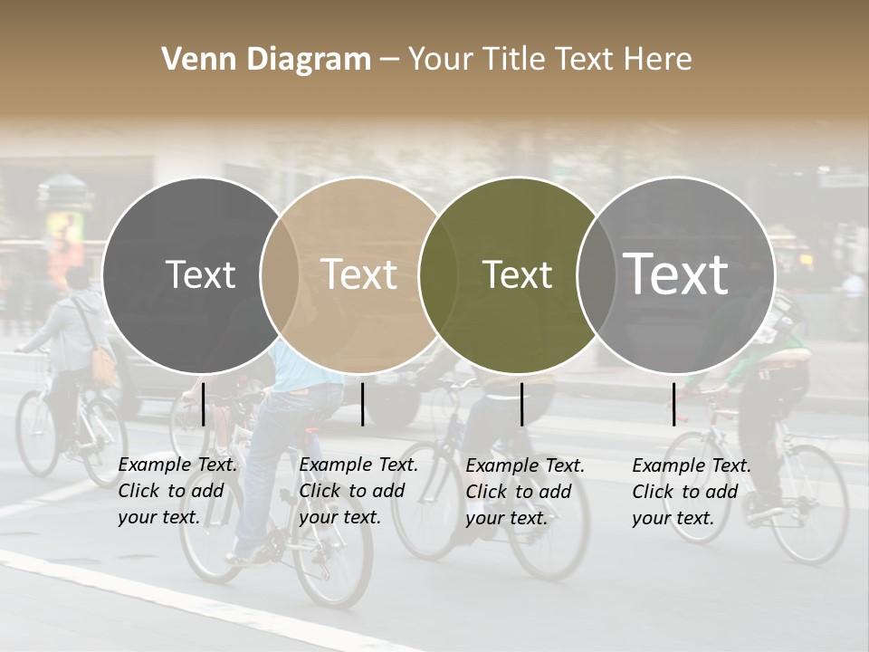 A Group Of People Riding Bikes Down A Street PowerPoint Template