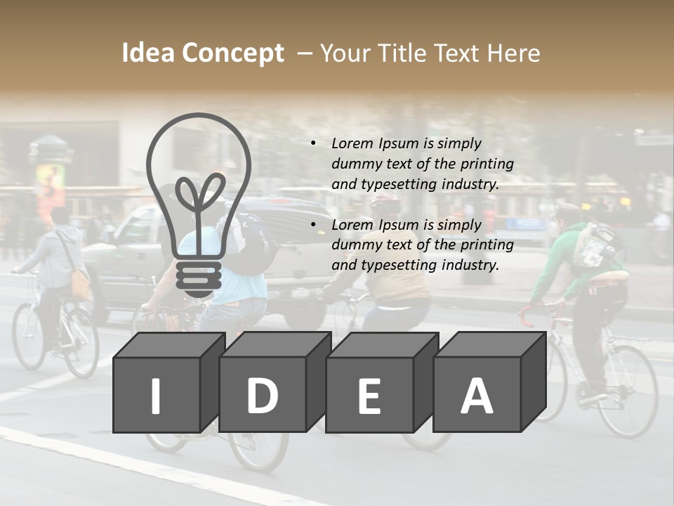 A Group Of People Riding Bikes Down A Street PowerPoint Template