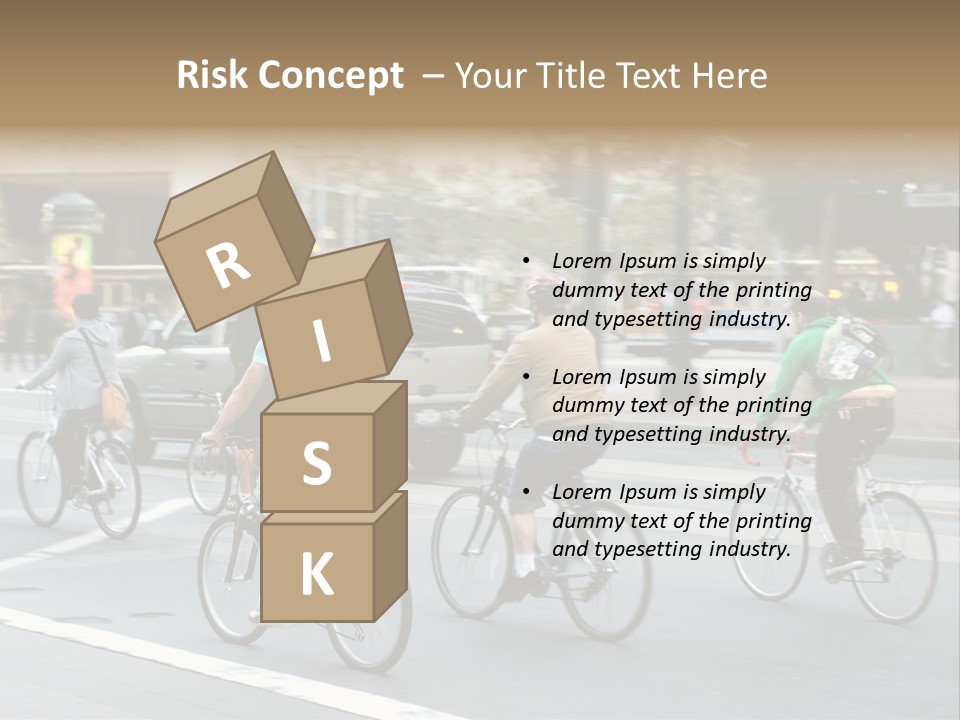 A Group Of People Riding Bikes Down A Street PowerPoint Template