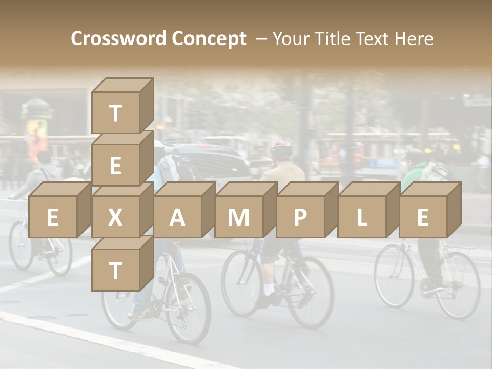 A Group Of People Riding Bikes Down A Street PowerPoint Template