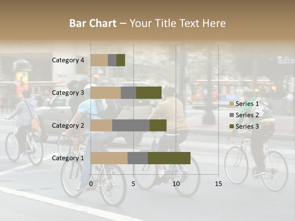 A Group Of People Riding Bikes Down A Street PowerPoint Template