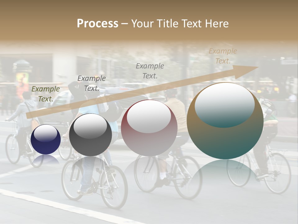 A Group Of People Riding Bikes Down A Street PowerPoint Template