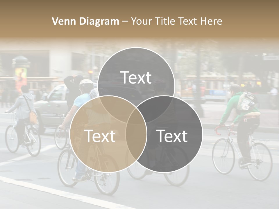 A Group Of People Riding Bikes Down A Street PowerPoint Template