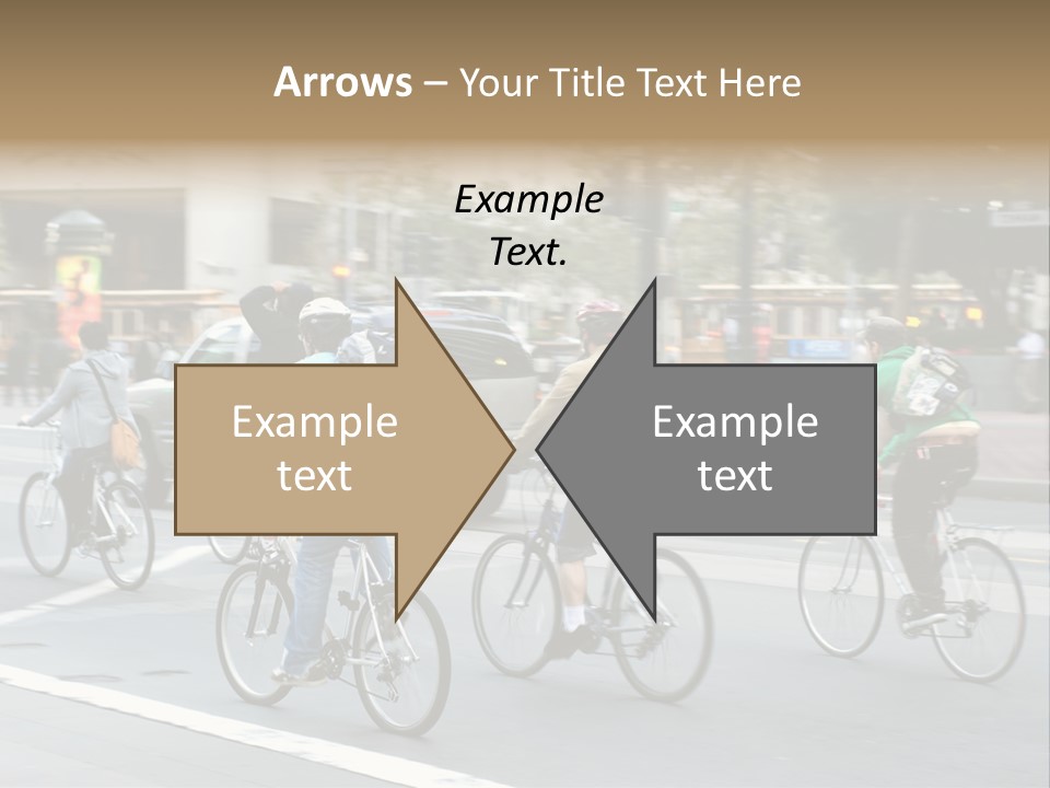 A Group Of People Riding Bikes Down A Street PowerPoint Template