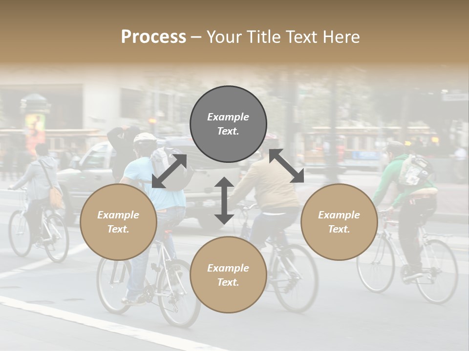 A Group Of People Riding Bikes Down A Street PowerPoint Template