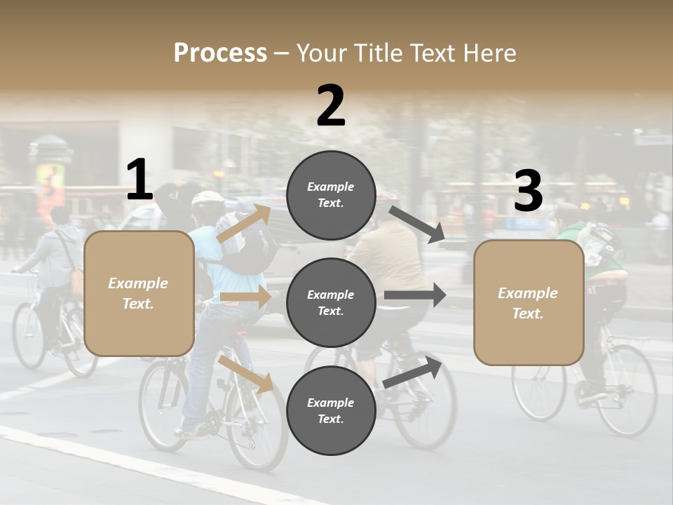 A Group Of People Riding Bikes Down A Street PowerPoint Template