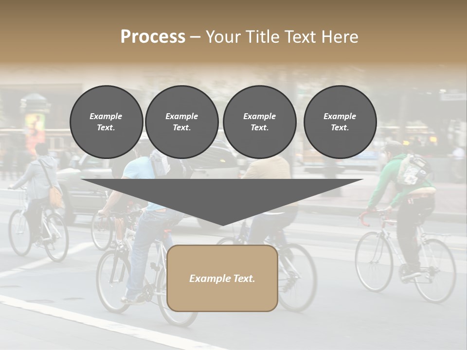 A Group Of People Riding Bikes Down A Street PowerPoint Template