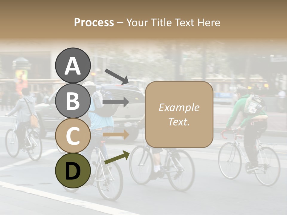 A Group Of People Riding Bikes Down A Street PowerPoint Template