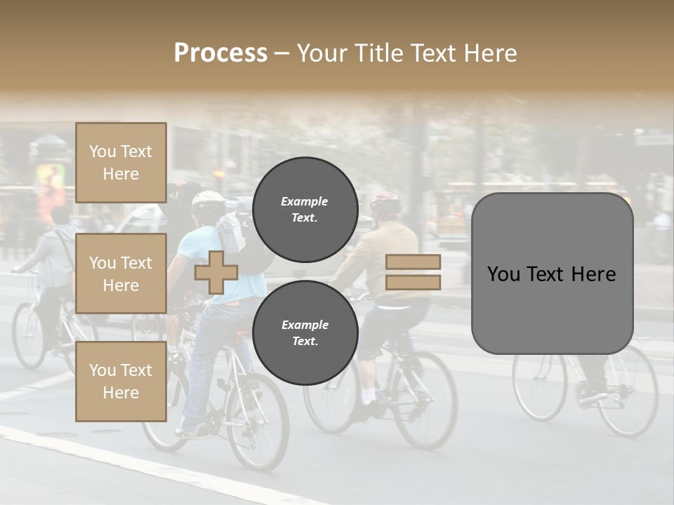 A Group Of People Riding Bikes Down A Street PowerPoint Template