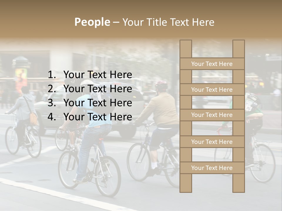 A Group Of People Riding Bikes Down A Street PowerPoint Template