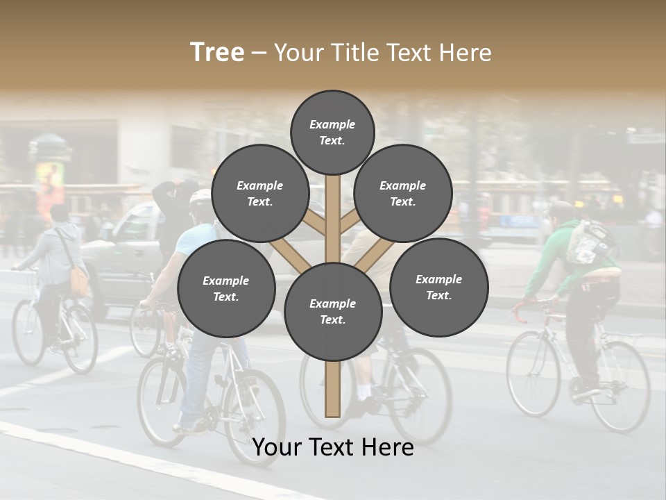 A Group Of People Riding Bikes Down A Street PowerPoint Template