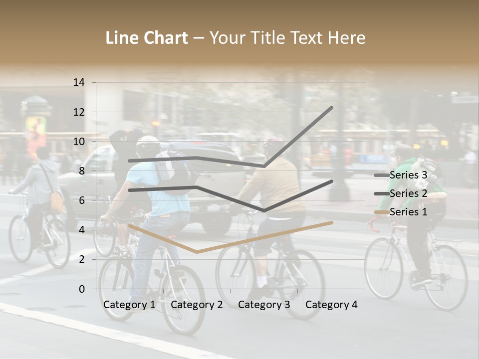 A Group Of People Riding Bikes Down A Street PowerPoint Template