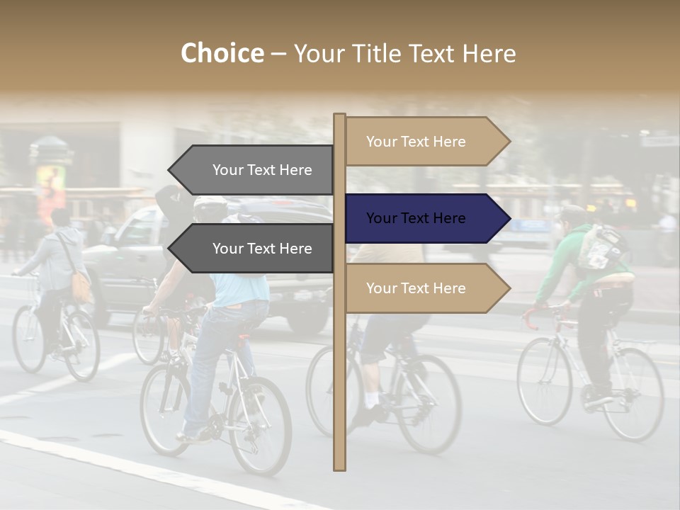 A Group Of People Riding Bikes Down A Street PowerPoint Template