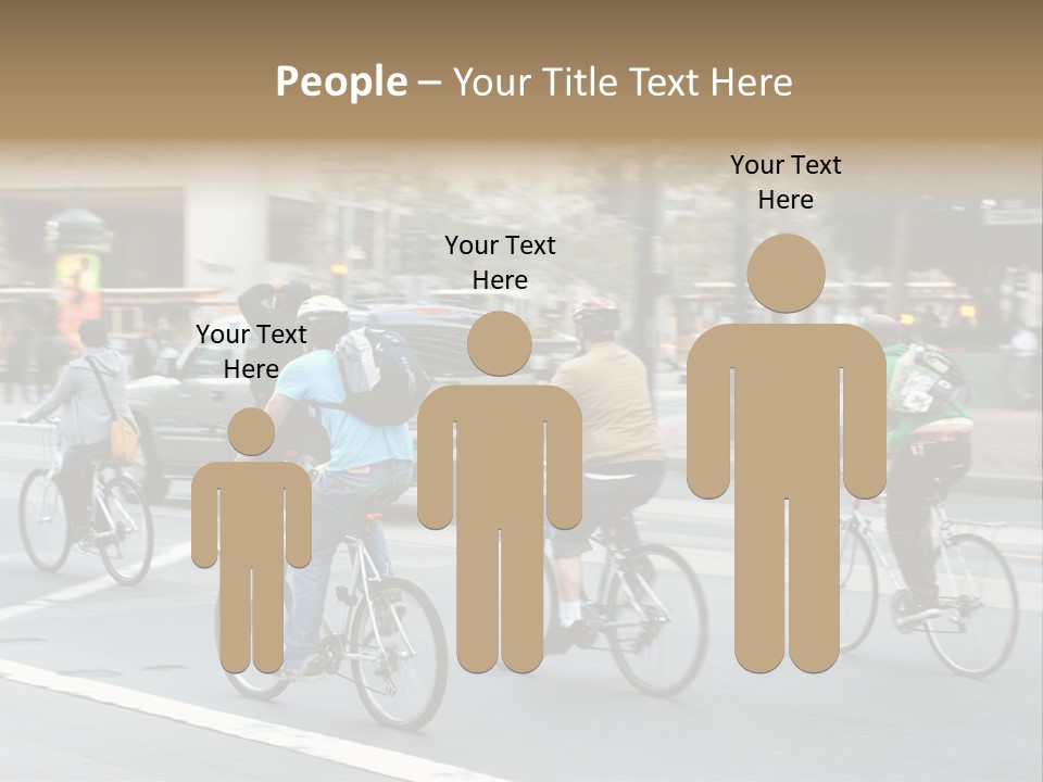 A Group Of People Riding Bikes Down A Street PowerPoint Template
