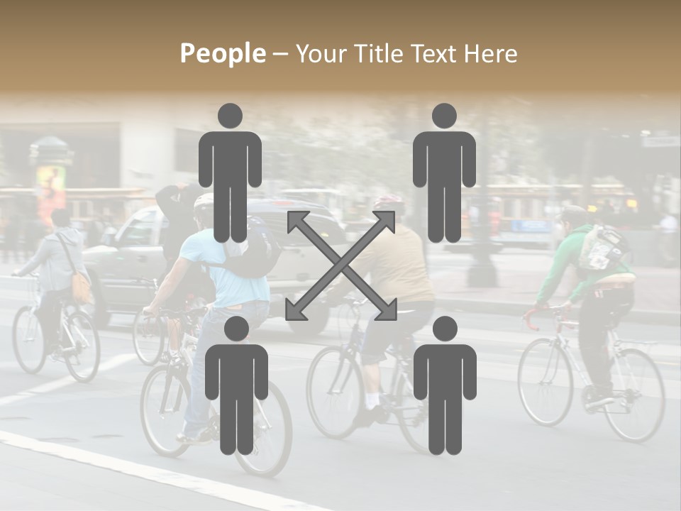 A Group Of People Riding Bikes Down A Street PowerPoint Template