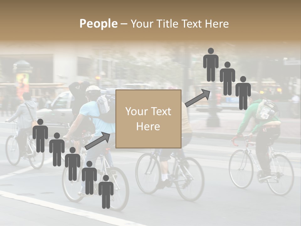 A Group Of People Riding Bikes Down A Street PowerPoint Template