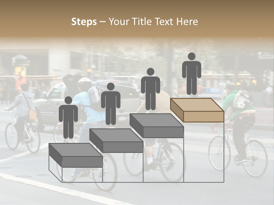 A Group Of People Riding Bikes Down A Street PowerPoint Template