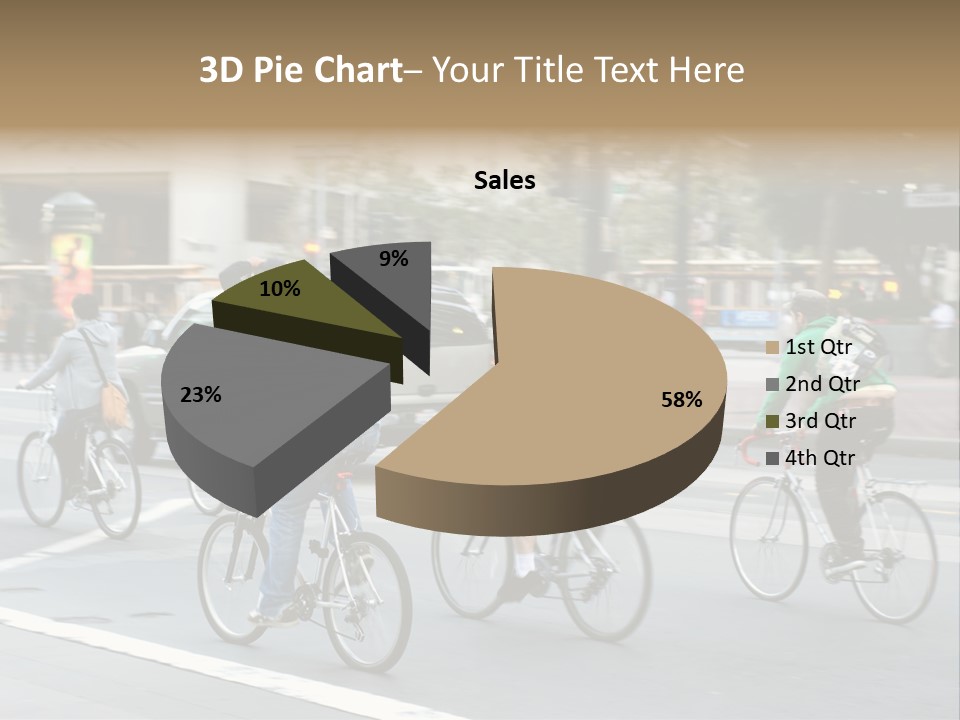 A Group Of People Riding Bikes Down A Street PowerPoint Template