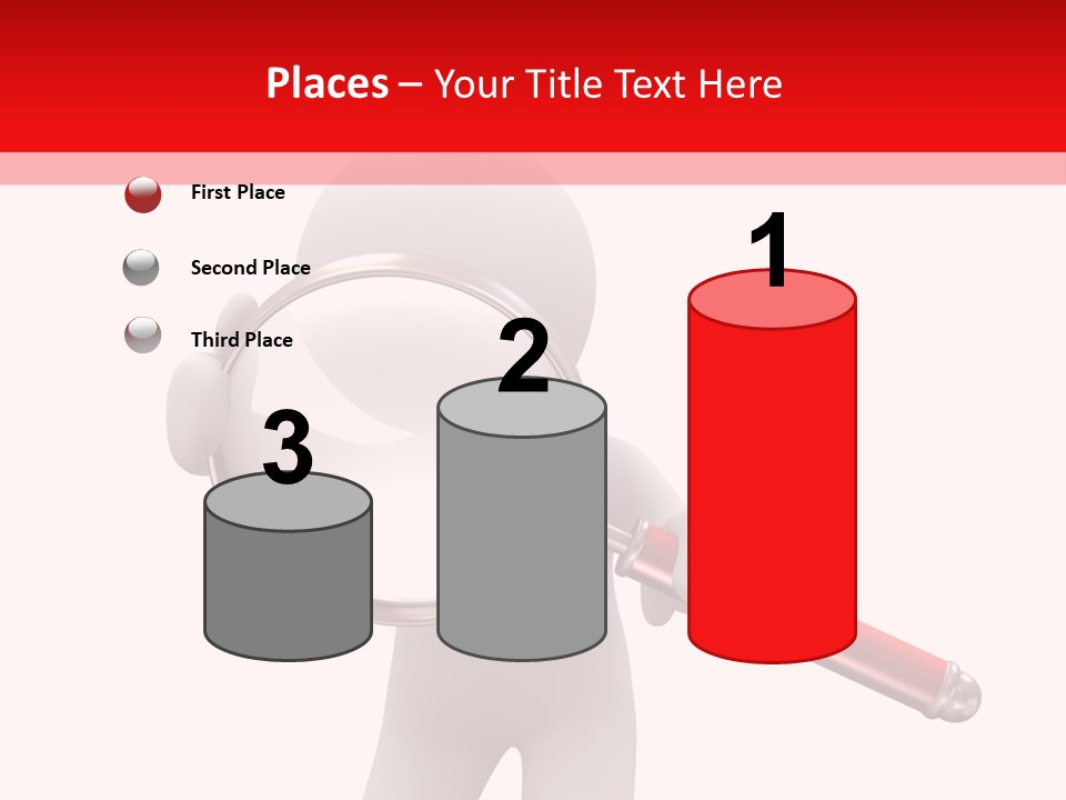 Little Human With Big Magnifier Look For Something PowerPoint Template