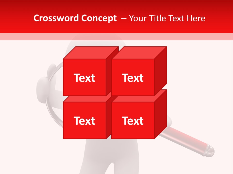 Little Human With Big Magnifier Look For Something PowerPoint Template