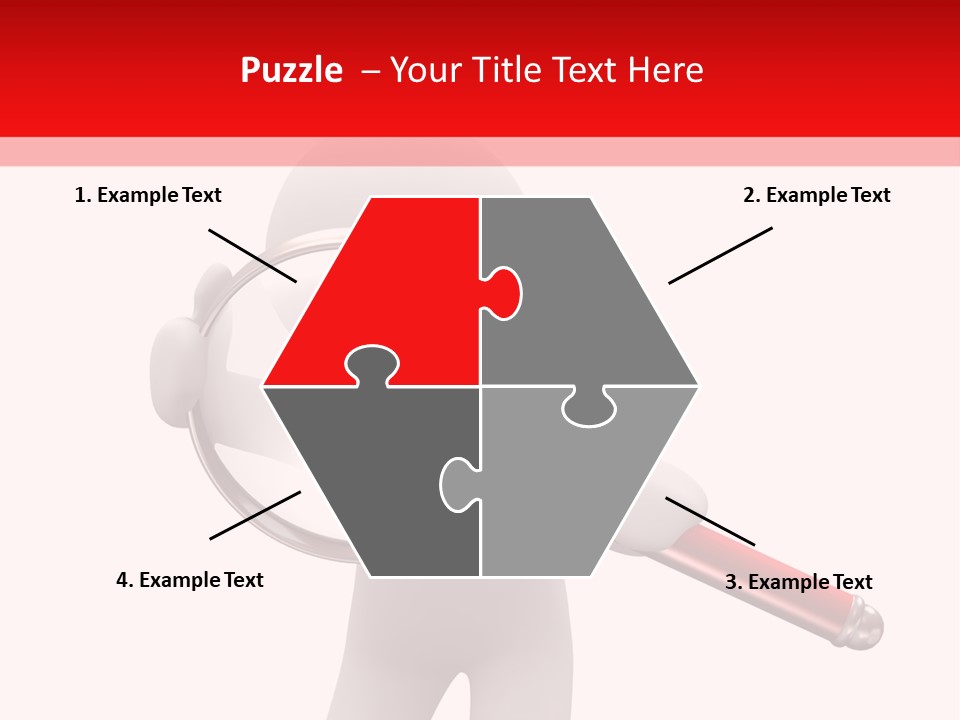 Little Human With Big Magnifier Look For Something PowerPoint Template
