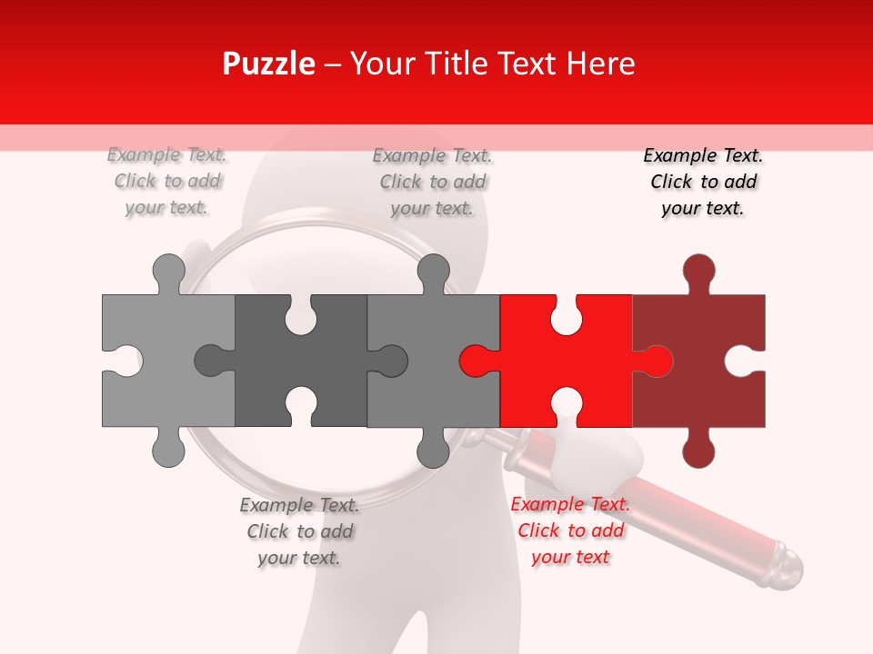 Little Human With Big Magnifier Look For Something PowerPoint Template