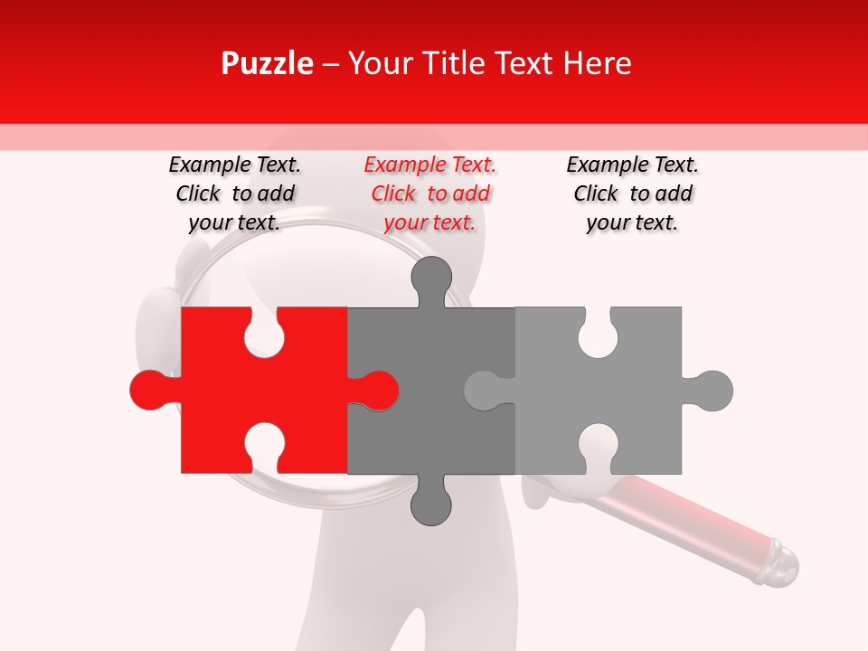 Little Human With Big Magnifier Look For Something PowerPoint Template