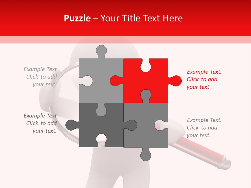 Little Human With Big Magnifier Look For Something PowerPoint Template