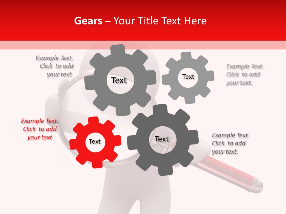 Little Human With Big Magnifier Look For Something PowerPoint Template