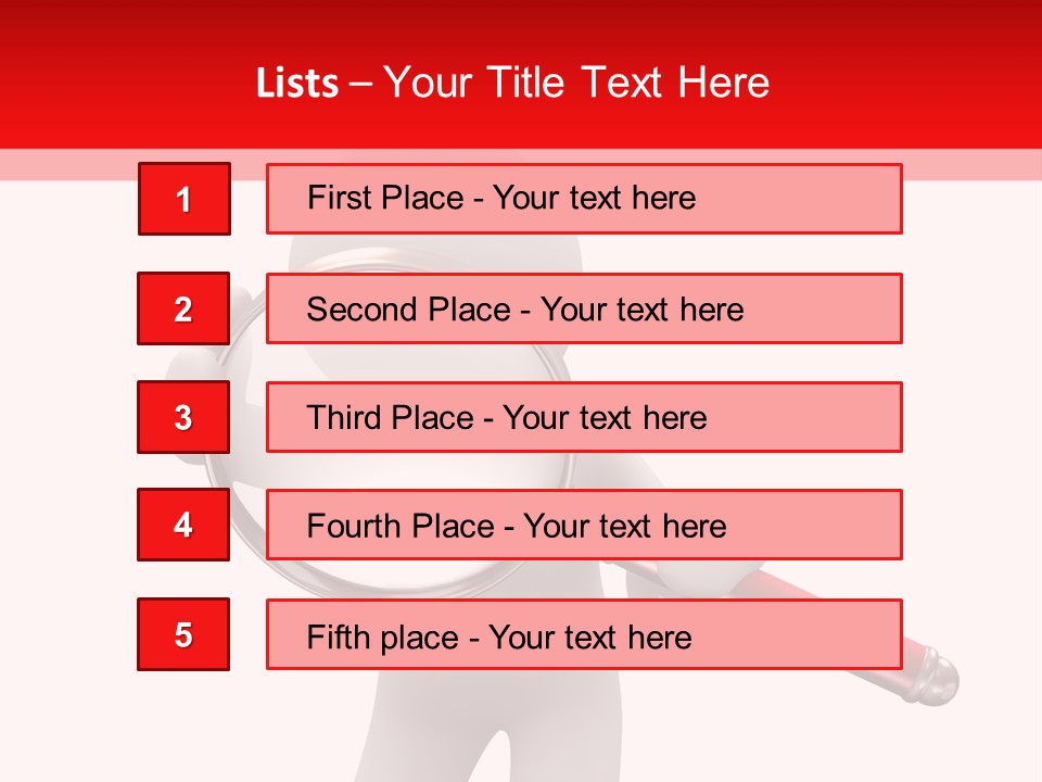 Little Human With Big Magnifier Look For Something PowerPoint Template