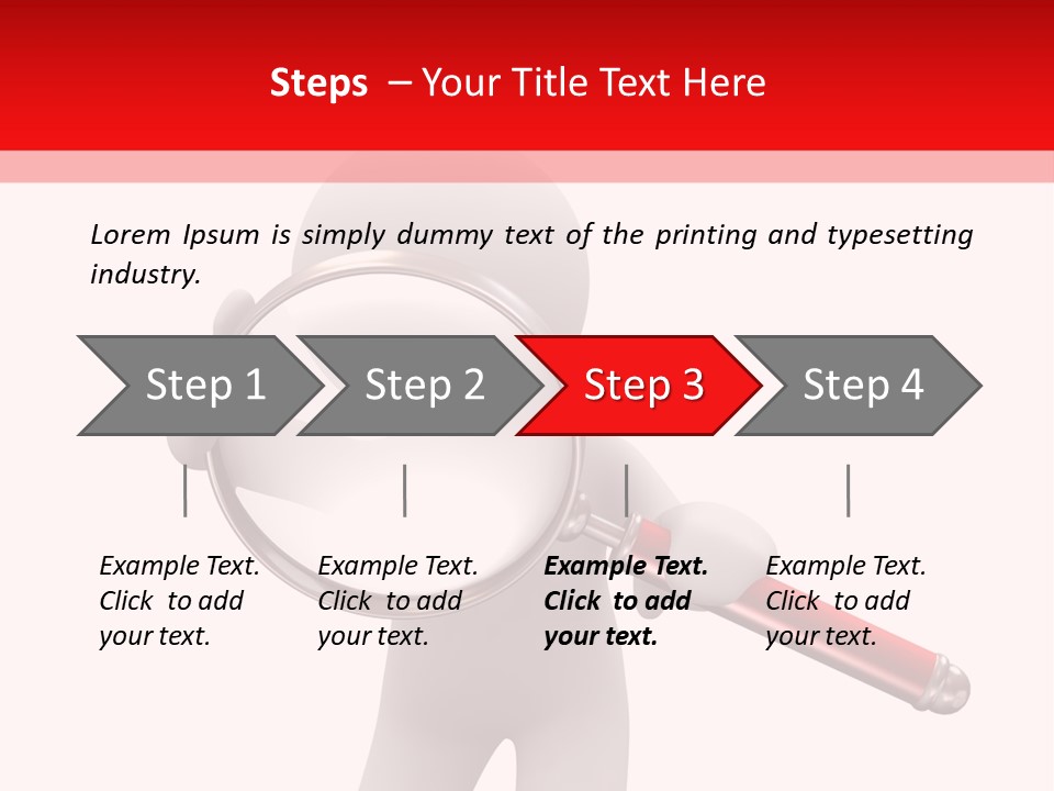 Little Human With Big Magnifier Look For Something PowerPoint Template