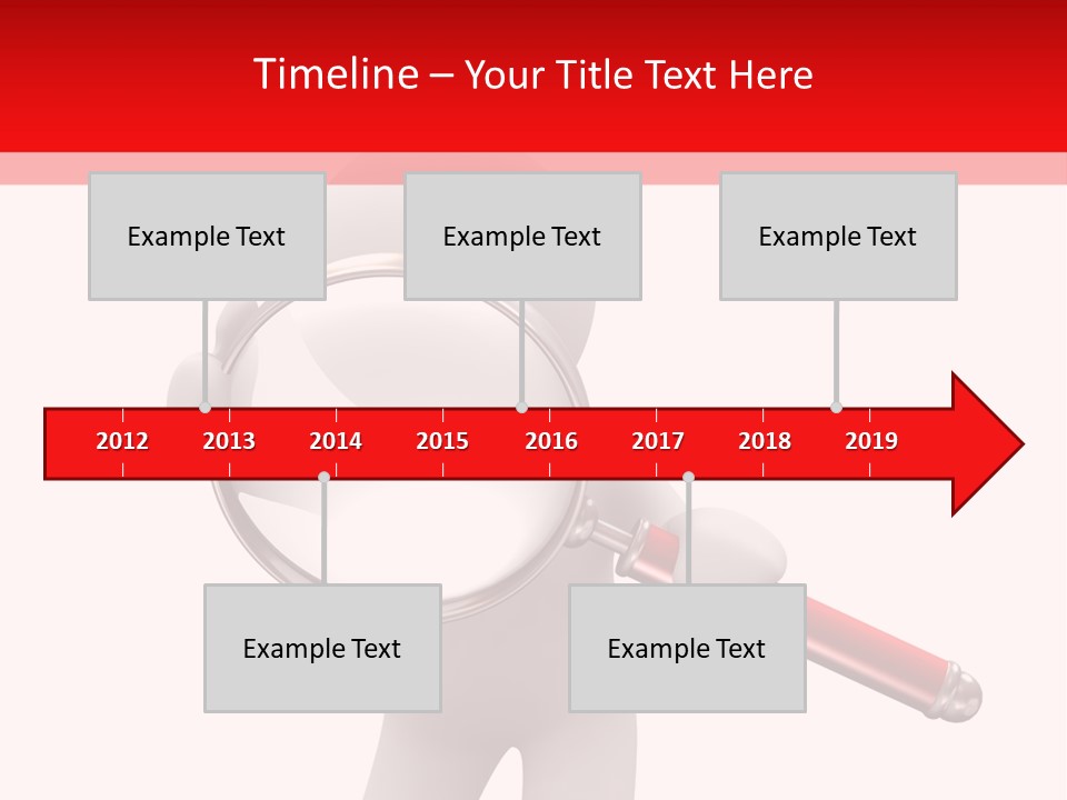 Little Human With Big Magnifier Look For Something PowerPoint Template
