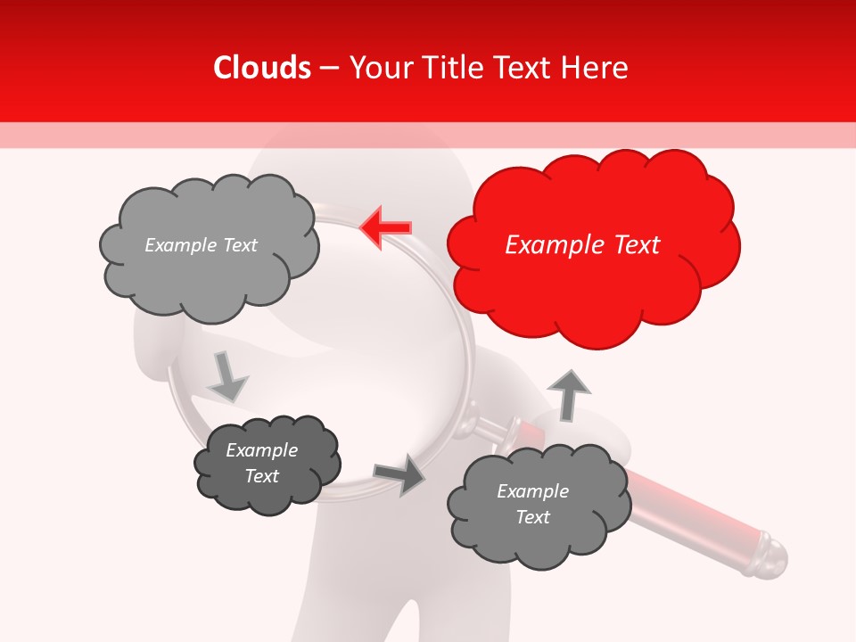 Little Human With Big Magnifier Look For Something PowerPoint Template