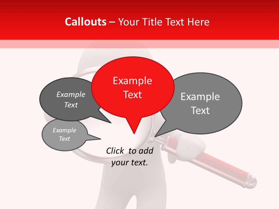 Little Human With Big Magnifier Look For Something PowerPoint Template