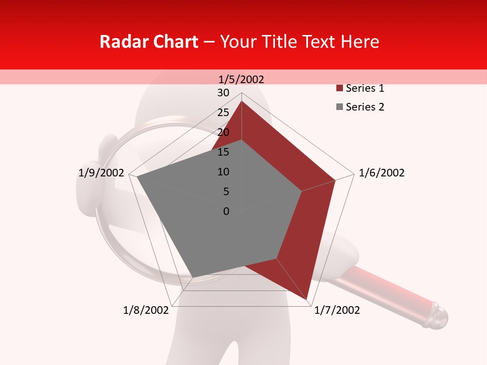 Little Human With Big Magnifier Look For Something PowerPoint Template