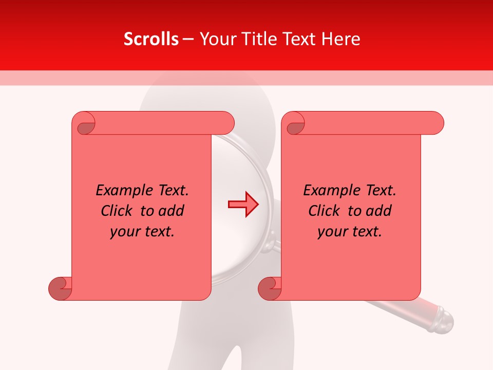 Little Human With Big Magnifier Look For Something PowerPoint Template
